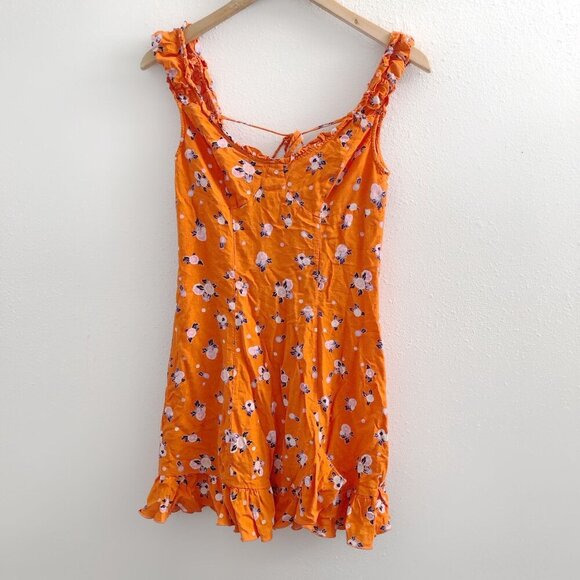 FREE PEOPLE Like A Lady Mini Dress in Orange Floral Print Size XS - Picture 2 of 10